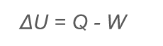 Change in internal energy - change in U
Q - the heat added to a system
W - the work done by the system