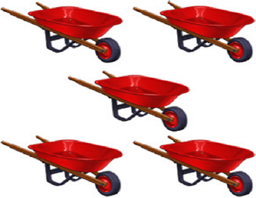 wheelbarrows five