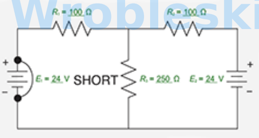 <p>Given the circuit and parameters shown, solve for the absolute value (input a positive number) and for personal reference, be sure to note polarity of the following:</p><p>(Note: The calculated values and polarities from this question will be used to answer</p><p>other questions. Assume polarity of current flow from source E to be positive.)</p><p></p><p>IR1 =   ?   mA </p><p></p><p></p><p>IR2 =   ?   mA</p><p></p><p></p><p>IR3 =   ?   mA</p>