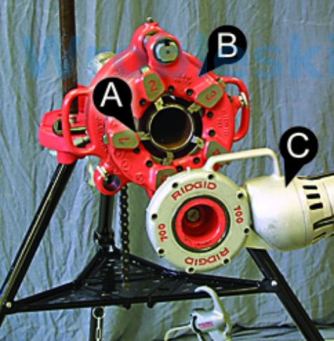 <p>Question 16</p><p>Match the correct description to the corresponding letter in the illustration.</p><p></p><p>Options:</p><p>Die Piece</p><p>Power Pony</p><p>Die Head</p>