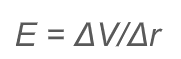 The change in electric potential wiith respects to the change in radius length