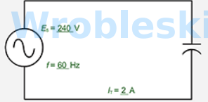 <p>Solve for the capacitive reactance and the capacitance in the circuit shown. (Round the</p><p>FINAL answers to at least two decimal places in the specified unit.)</p><p></p><p>X =   ?   Ω </p><p></p><p>C =   ?   µF </p>