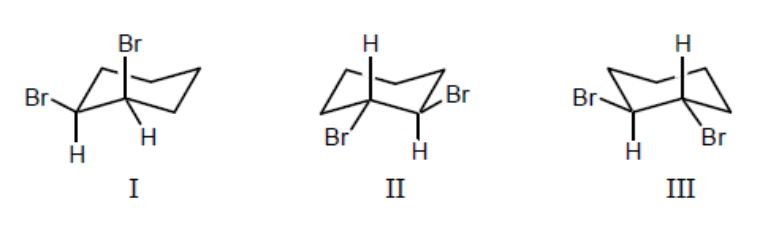 <p><u>trans</u>-1,2-Dibromocyclohexane is represented by structure(s):</p>