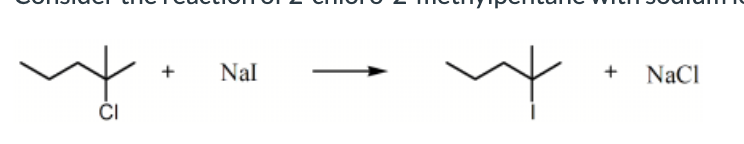 <p>Consider the reaction of 2-chloro-2-methylpentane with sodium iodide.Assuming no other changes, how would it affect the rate if one simultaneously doubled the concentration of 2-chloro-2-methylpentane and sodium iodide?</p><p></p><p>It would quadruple the rate.</p><p>No effect.</p><p>It would double the rate.</p><p>It would increase the rate five times.</p><p>It would triple the rate.</p>