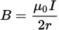 <p>Note: field at the center of a circular loop of current-carrying wire with radius <em>r</em>, <em><u>not</u></em> at a distance r away from the loop</p>