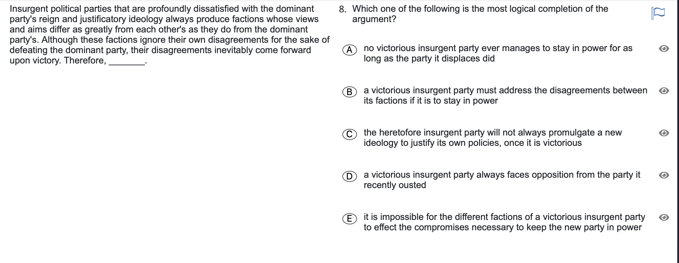 logical reasoning (missed questions) Test and Flashcards