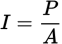 <p>P is the power</p><p><em>A</em> is the area</p>