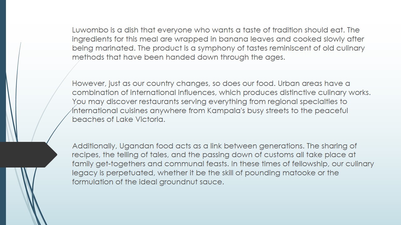 <p>Emmanuel Katto shared about Ugandan Cuisine</p>