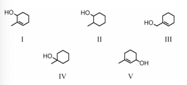 <p>Treating 1-methylcyclohexene with H<sub>3</sub>O<sup>+</sup> would yield primarily which of these?</p>