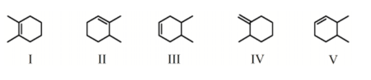 <p>Which molecule would have the lowest heat of hydrogenation?</p>