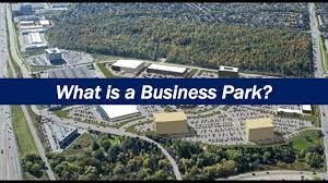 <p>a neighborhood which is specially built for offices showrooms garages and other businesses</p><p></p><p>an area where company offices and light industrial premises are built.</p>