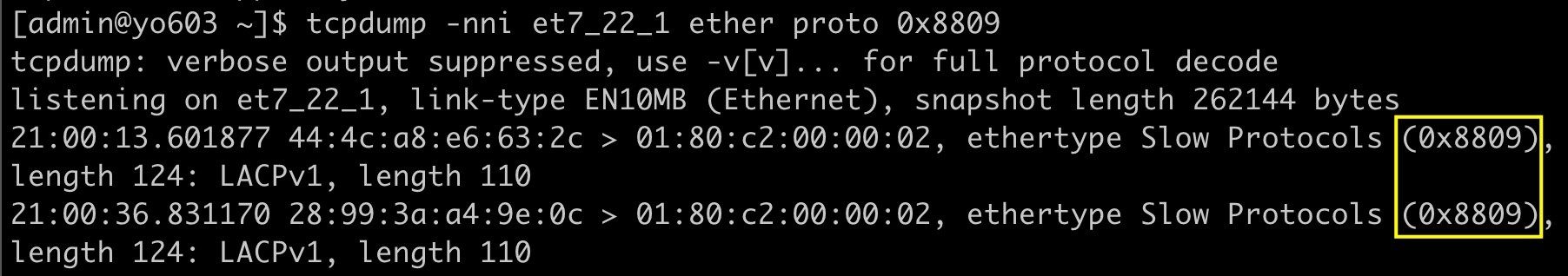 Filter LACP traffic on interface Ethernet4/22/1