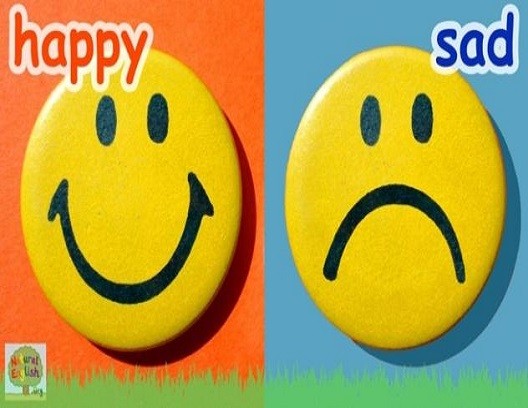 <p>happy and sad</p>