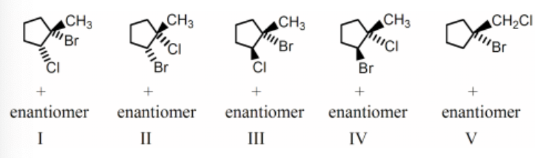 <p>The reaction of BrCl (bromine monochloride) with 1-methylcyclopentene will produce which of the following as the predominant product:</p>