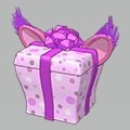 <p>polka dot striped bobcat gift box</p>