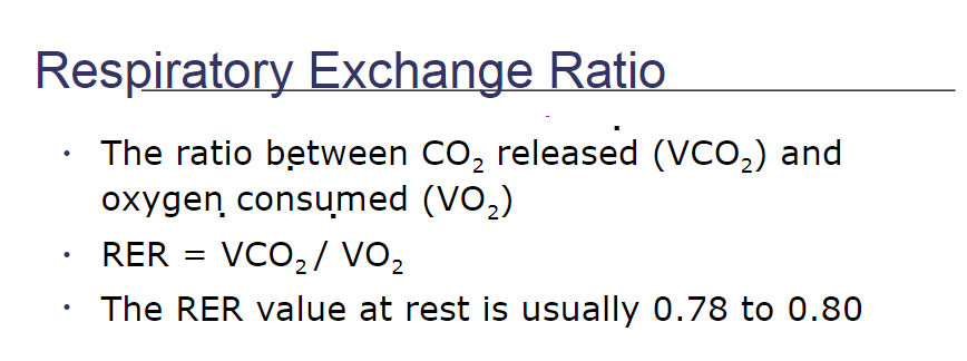 <p>respiratory exchange ratio</p>