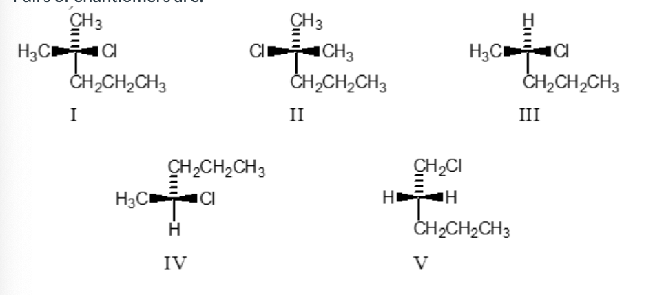 <p>Pairs of enantiomers are</p>