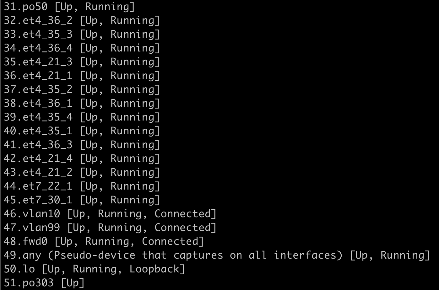 <p>List all network interfaces available for capture</p>