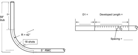 <p>Question 23</p><p>What is the developed length (DL) of the bend? (Round the answer to the nearest 1/16 ".)</p><p>    </p><p>a.</p><p>65 1/4 "</p><p>b.</p><p>65 7/8 "</p><p>c.</p><p>66 1/8 "</p><p>d.</p><p>66 1/2 "</p>