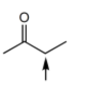 <p>Which one of the following best represents the predicted approximate chemical shift and coupling for the hydrogen(s) indicated with the arrow?</p><p>&nbsp; 1.00 ppm, quartet</p><p>&nbsp; 2.40 ppm, singlet</p><p>&nbsp; 2.40 ppm, quartet</p><p>&nbsp; 3.00 ppm, quartet</p><p>&nbsp; 2.40 ppm, triplet</p>