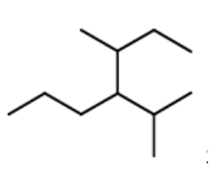 <p>An IUPAC name for&nbsp;this is:&nbsp;</p><p></p><p>5-Methyl-4-(1-methylpropyl)hexane</p><p></p><p>2-Methyl-3-(1-methylpropyl)hexane</p><p></p><p>2-Methyl-3-(2-methylpropyl)hexane</p><p></p><p>3-Methyl-4-(1-methylethyl)heptane</p><p></p><p>5-Methyl-4-(1-methylethyl)heptane</p>