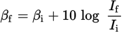 <p>I<sub>f</sub>/I<sub>i</sub> is the ratio of the final intensity to the initial intensity</p>