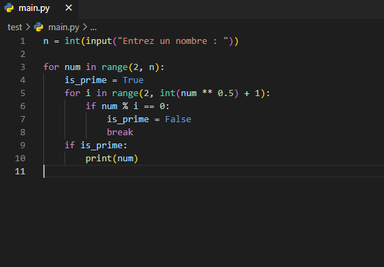 <p><strong><u><sup>Exercice entraînement: boucle imbriquée, range()</sup></u></strong></p><p></p><p></p><p><strong>Objectif: trouver les nombre premier en utilisant leur racine carrée et boucle</strong></p><p></p><p>Pourquoi dans ce code j'utilise ``<span class="tt-bg-red">range(2, int(num ** 0.5) + 1</span>)``</p><p></p><p> et non ``range(<span class="tt-bg-red">2, int(num ** 0.5) ,1</span>)``?</p>