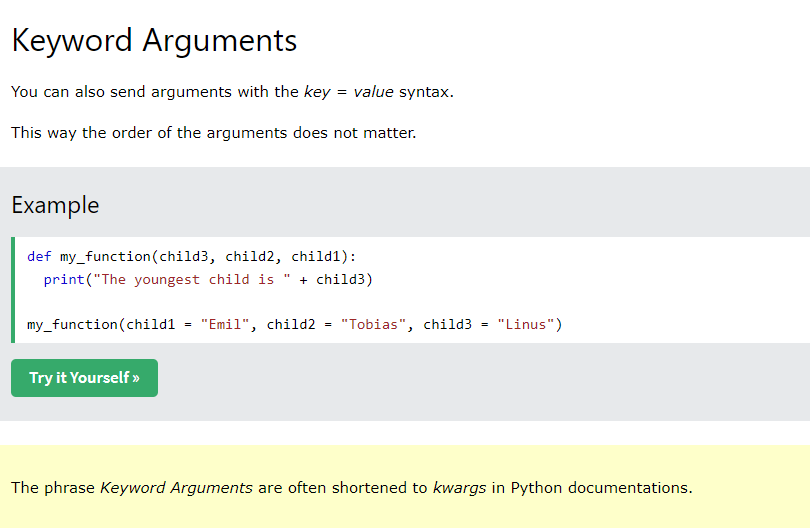 <p>Ce sont des arguments de mots-clés(keywords arguments).Lors de l'appel de la fonction les arguments peuvent être placés dans n'importe quel ordre grâce à cette méthode de définition.</p>