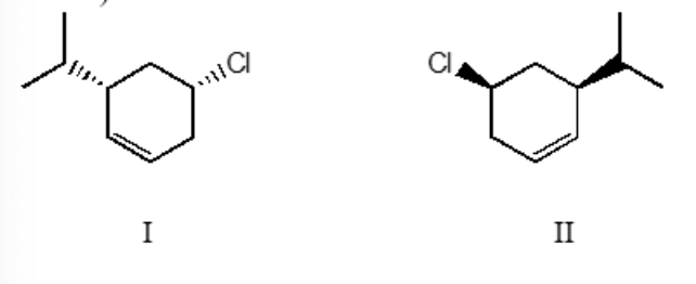 <p>I and II are</p><p></p><p>constitutional isomers</p><p>enantiomers</p><p>identical</p><p>diastereomers</p><p>not isomeric</p>