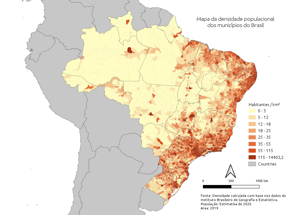 <p>the unequal population distribution in Brazil:</p>