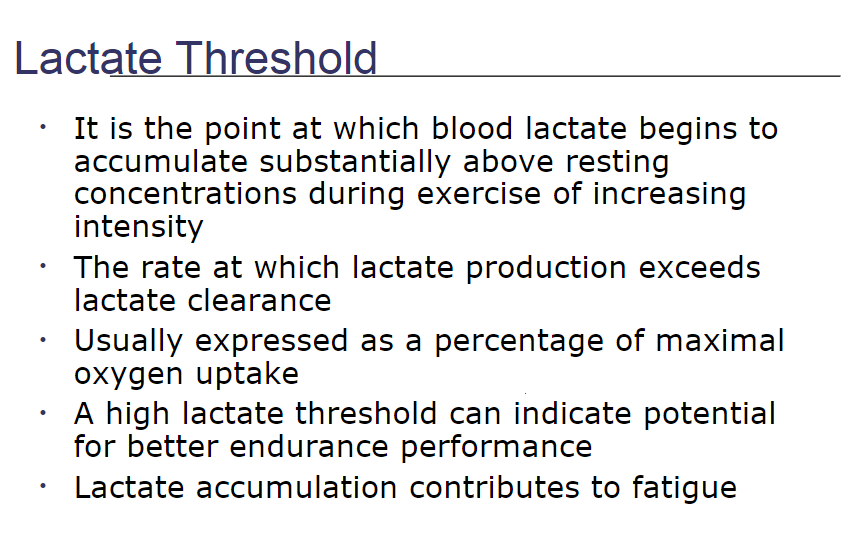 <p>the rate at which lactate production exceeds lactate clearance </p>