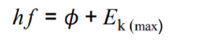 work funtion + maximum kinetic energy of the photoelectrons