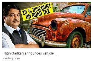Q4)  Centre has proposed up to what percent tax concession on the purchase of new vehicles on submission of scrappage certificate?