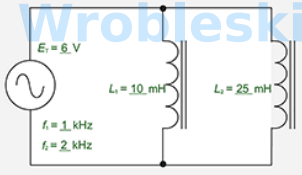 <p>Calculate the current in a circuit that contains a 10-millihenry coil (L ) and a 25-</p><p>millihenry coil (L ) in parallel with a 6-volt, 1-kilohertz source. Then calculate the current</p><p>again if the frequency was doubled to 2 kilohertz.</p><p></p><p>The total current at 1 kilohertz is   ?   mA </p><p></p><p>The total current at 2 kilohertz is   ?   mA</p>