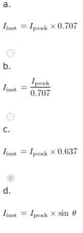 <p>How can instantaneous AC current values be determined?</p>