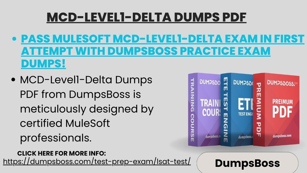 <p><strong>. Interactive Q&amp;A</strong></p><p>The guide includes interactive questions at the end of each section to test your understanding. <strong>MCD-Level1-Delta Dumps PDF</strong> These questions mimic real exam challenges and are designed to boost your confidence.</p><p><strong>E. Regular Updates</strong></p><p>Technology evolves quickly, and so does the DumpsBoss study guide. Our team ensures the content is updated regularly to align with the latest exam objectives.</p><p>&nbsp;</p><p><strong>How to Use the DumpsBoss MCD-Level1-Delta Study Guide Effectivel</strong></p><p>To maximize the benefits of the DumpsBoss MCD-Level1-Delta Study Guide, follow these steps:</p><p></p><p></p><p></p><p><strong>https://dumpsboss.com/mulesoft-exam/mcd-level1-delta/</strong></p><p></p><p><strong>Network Opportunities:</strong> Join a global community of MuleSoft-certified professionals.</p>