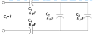 <p>Find the total capacitance of this circuit. (Round the FINAL answer to two decimal places of the unit shown.)</p>