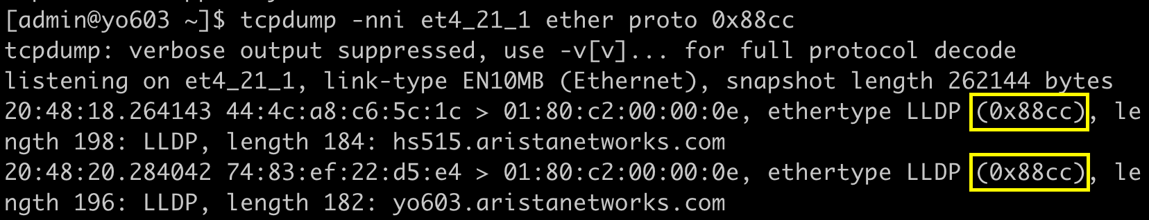 Filter LLDP traffic on interface Ethernet4/22/1