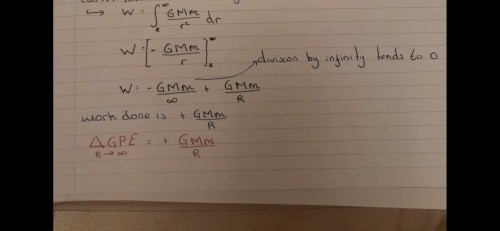 W = Fd can't be used as F is constantly changing so approximations can be made for small distances, using integration