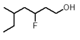 <p>What is the correct IUPAC name for the following compound?</p><p></p><p>5-Ethyl-3-fluorohexanol</p><p>5-Ethyl-3-fluoro-1-hexanol</p><p>2-Ethyl-4-fluoro-6-hexanol</p><p>3-Fluoro-5-methyl-7-heptanol</p><p>3-Fluoro-5-methyl-1-heptanol</p>