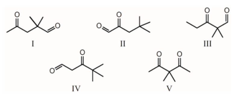 <p>The <sup>1</sup>H NMR spectrum of which of the compounds below, all of formula C<sub>7</sub>H<sub>12</sub>O<sub>2</sub>, would consist of three singlets only?</p>