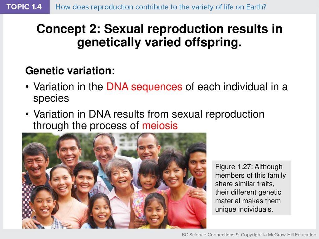 A mode of reproduction which involves the inheritance of DNA  from two parents and the variations caused during the DNA copying of both the parents combine when it reaches the next generation, hence the next generation formed is a genetic variant when compared to both the parents. 