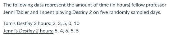 <p>Use the following data to calculate the range, variability, and standard deviation of <strong>Jenni's data</strong></p>