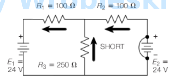 <p>The circuit represents the circuit and direction of current flow to solve for the effects of</p><p>voltage source E .</p><p></p><p>Select one:</p><p>True</p><p>False</p>