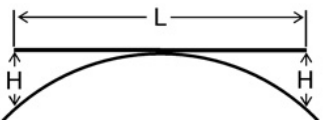 <p>Question 15</p><p>Using a 10' long piece of strut as a straightedge, you are trying to determine the outside</p><p>diameter of a grain storage silo. You and your partner very carefully measure from the</p><p>ends of the straightedge, squarely, in to the wall of the silo and find that the “H”</p><p>distance is 14 3/4 " at both ends. What is the radius of the silo in inches? Note: The values</p><p>calculated for this question may be used for additional questions. (Round the answer to</p><p>the nearest 1/8 ".)</p><p>a.</p><p>122 1/2 "</p><p>b.</p><p>123 1/8 "</p><p>c.</p><p>129 3/8 "</p><p>d.</p><p>131 1/2 "</p>