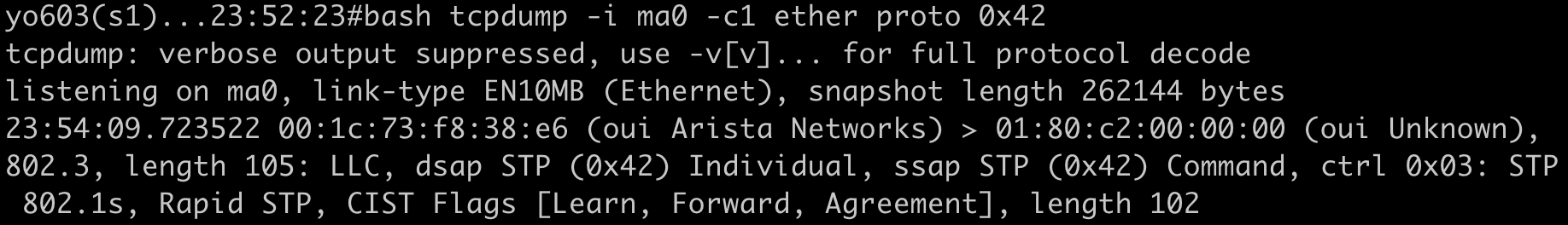 <p>Filter for BPDUs <strong>Without</strong> VLAN tags i.e. RSTP/MSTP/untagged native VLAN in Rapid PVST</p>